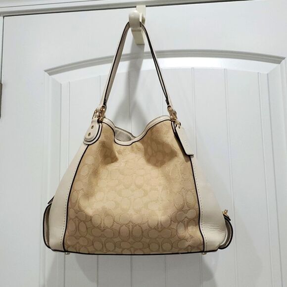 Coach Edie 31 Leather & Siganture Jacquard Print Shoulder Bag, EXCELLENT CONDIT - Picture 5 of 16